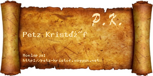 Petz Kristóf névjegykártya
